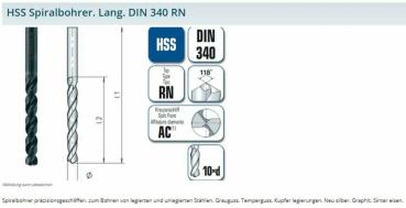 HSS-Spiralbohrer lang DIN 340 RN-d= 3,2mm