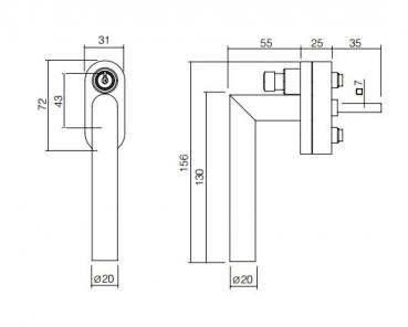 ProGriff  Fenstergriff T-Form abschließbar ES 2