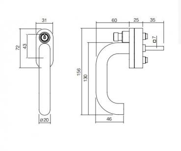ProGriff  Fenstergriff U-Form abschließbar ES 2
