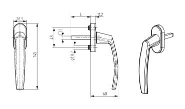 ProGriff  Fenstergriff Lena Standard silberfarbig