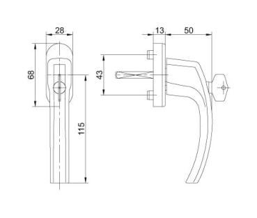 FKS Fenstergriff 1005A 100Nm Abschließbar