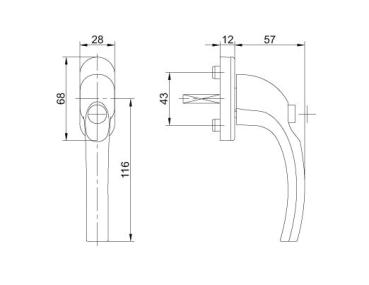 FKS Fenstergriff 1031D mit Sperrtaste