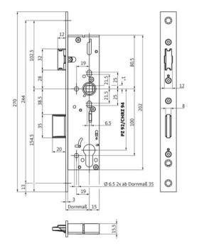 Feuerschutztürschloss Typ B 1828