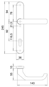 Preview: Erich Diekmann (EDI) - Narrow-style lever handle half-set, interior, No. 1200/0235/XX - Series: Kronos
