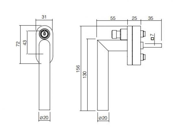 ProGriff  Fenstergriff T-Form abschließbar ES 2