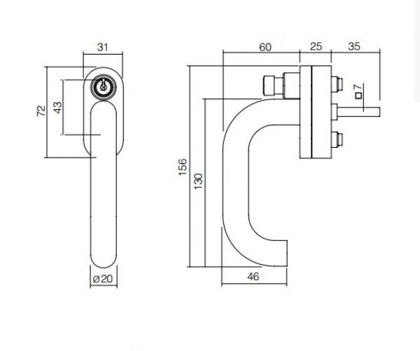 ProGriff  Fenstergriff U-Form abschließbar ES 2