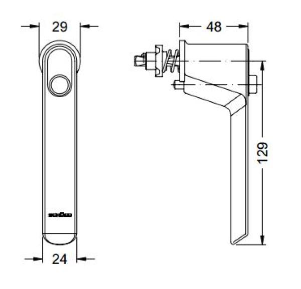 Schüco Fenstergriff mit Sperrtaste