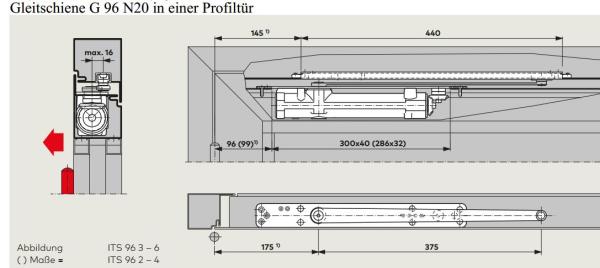 Dormakaba Gleitschiene G 96 N 20 für ITS 96