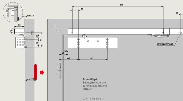 Dormakaba Gleitsch. GSR EMR 2 V BG für TS 93 G